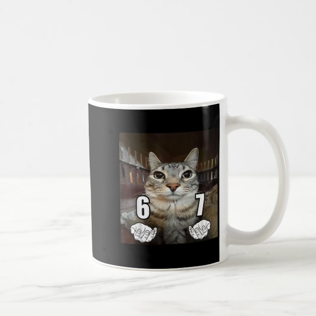 67 Meme Funny Cat Six Seven Meme 6 7  Coffee Mug (Right)