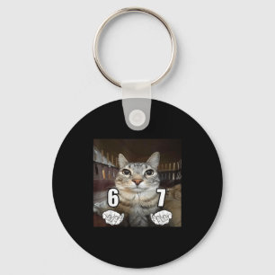 67 Meme Funny Cat Six Seven Meme 6 7  Keychain