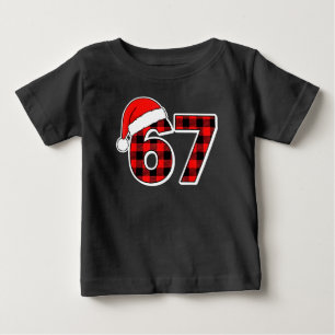 67 Meme Funny Christmas Red Plaid Xmas Pajamas Baby T-Shirt