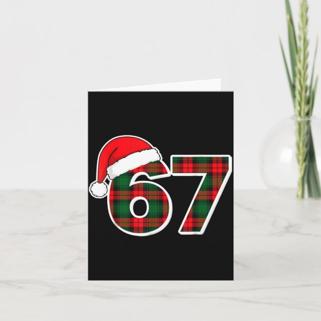 67 Meme Funny Christmas Red Plaid Xmas Pajamas Sla Card (Front)