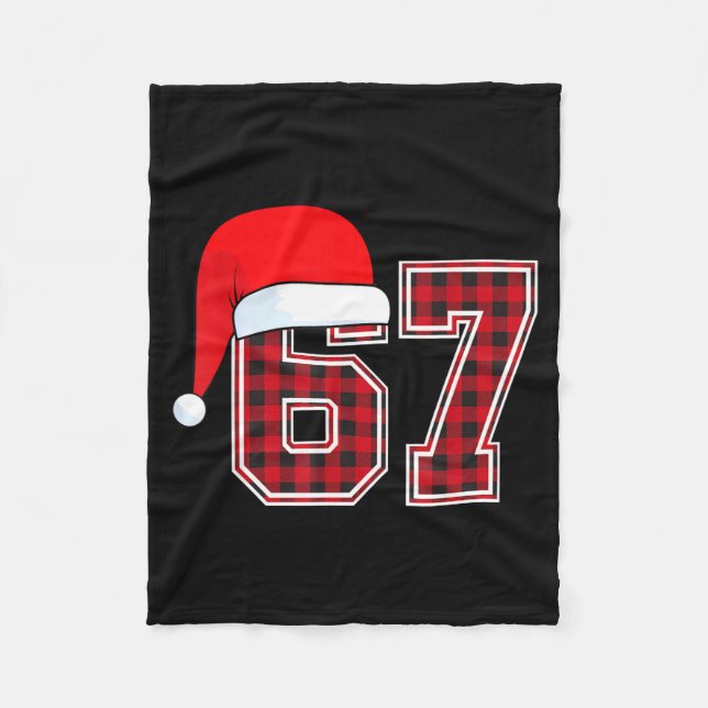 67 Meme Funny Christmas Red Plaid Xmas Pajamas Sla Fleece Blanket (Front)