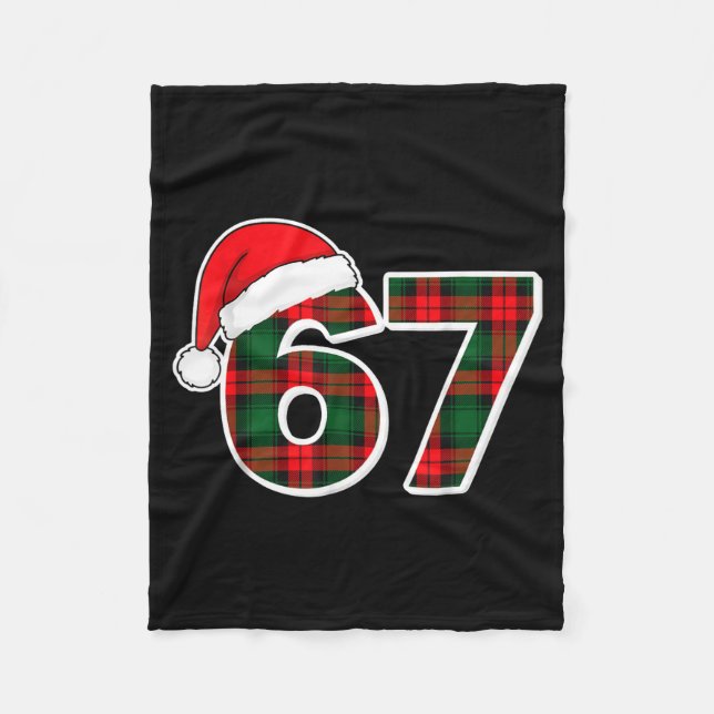67 Meme Funny Christmas Red Plaid Xmas Pajamas Sla Fleece Blanket (Front)