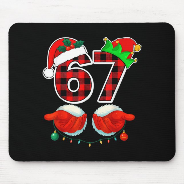 67 Meme Funny Christmas Red Plaid Xmas Pajamas Sla Mouse Pad (Front)