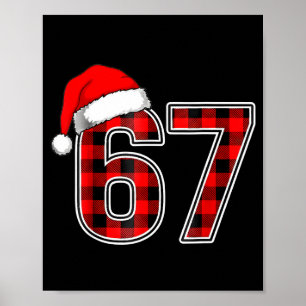 67 Meme Funny Christmas Red Plaid Xmas Pajamas Sla Poster