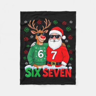 67 Meme Funny Christmas Santa Six Seven  Fleece Blanket