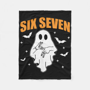 67 Meme Funny Ghost Halloween Haunted 6 7 Six Seve Fleece Blanket