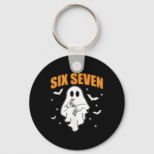 67 Meme Funny Ghost Halloween Haunted 6 7 Six Seve Keychain