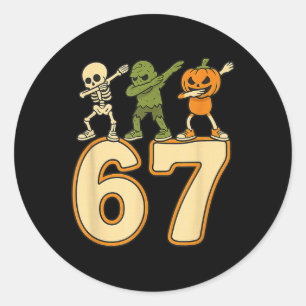 67 Meme Funny Halloween Numbers Six Seven Men Wome Classic Round Sticker