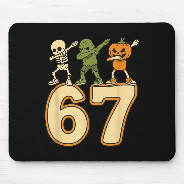67 Meme Funny Halloween Numbers Six Seven Men Wome Mouse Pad (Front)