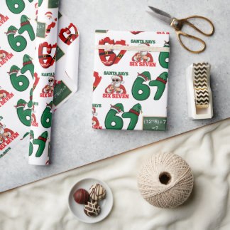 67 Meme Funny Santa Christmas Gift Wrap For Teen 
