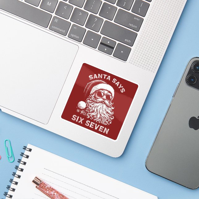 67 Meme Funny Santa Says Six Seven Christmas (Laptop w/ iPhone)