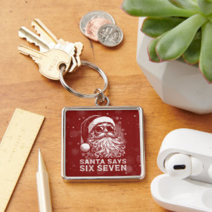 67 Meme Funny Santa Says Six Seven Christmas Keychain