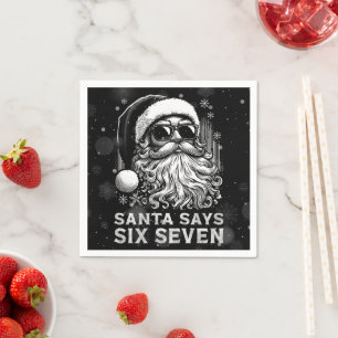67 Meme Funny Santa Says Six Seven Christmas Napkin