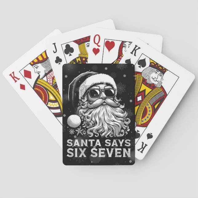 67 Meme Funny Santa Says Six Seven Christmas Playing Cards (Back)