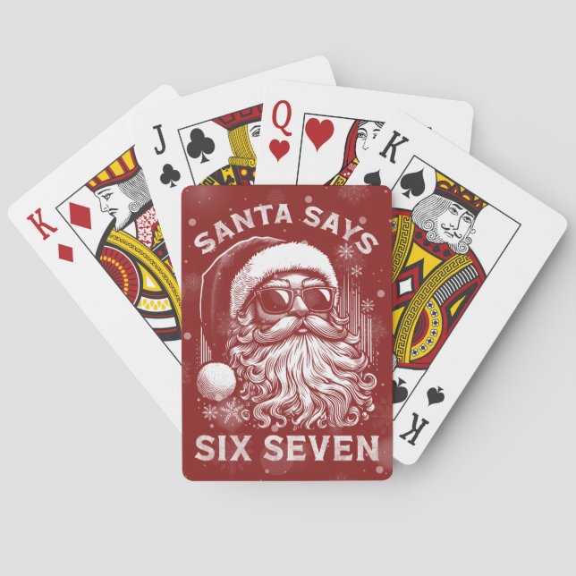 67 Meme Funny Santa Says Six Seven Christmas Playing Cards (Back)