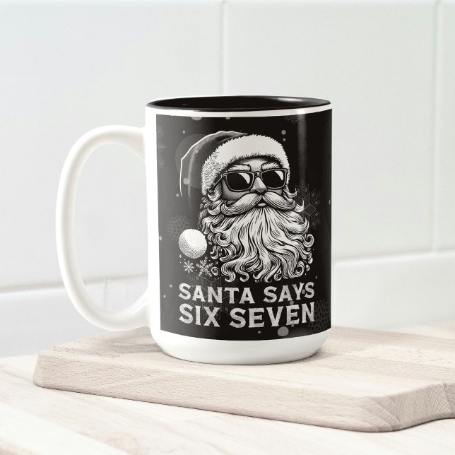 67 Meme Funny Santa Says Six Seven Christmas Two-Tone Coffee Mug (Creator Uploaded)