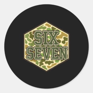 67 Meme Funny Six Seven Camo 6 7 Brainrot Gen Z Ki Classic Round Sticker