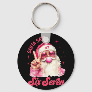 67 Meme Funny Six Seven Christmas 6-7 Meme Santa 6 Keychain