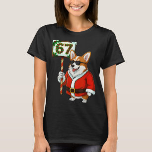 67 Meme Funny Six Seven Christmas Corgi Dog Lover  T-Shirt