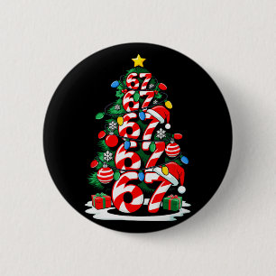 67 Meme Funny Six Seven Christmas Tree Lights Xmas 2 Inch Round Button