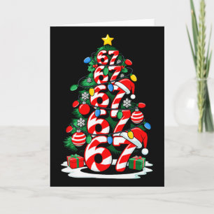 67 Meme Funny Six Seven Christmas Tree Lights Xmas Card