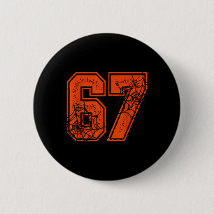 67 Meme Funny Six Seven Gen Alpha Halloween Pumpki 2 Inch Round Button