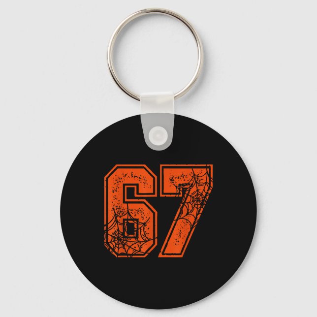 67 Meme Funny Six Seven Gen Alpha Halloween Pumpki Keychain (Front)