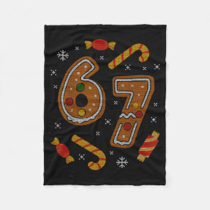 67 Meme Gingerbread Candy Cane Christmas Ugly Swea Fleece Blanket