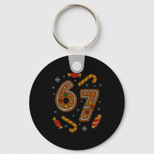 67 Meme Gingerbread Candy Cane Christmas Ugly Swea Keychain
