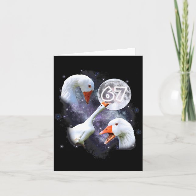 67 Meme Goose Howling At The Moon Funny Six Seven  Card (Front)