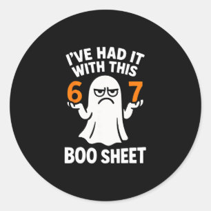 67 Meme Halloween Costume 6 7 Funny Boo Sheet Six Classic Round Sticker