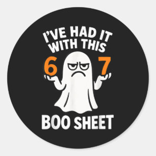 67 Meme Halloween Costume 6 7 Funny Boo Sheet Six Classic Round Sticker