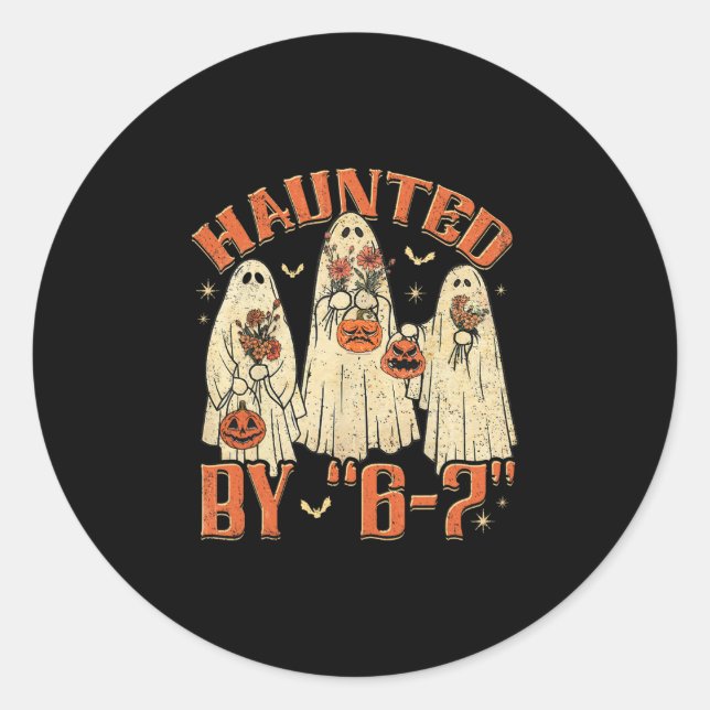 67 Meme Halloween Haunted  Classic Round Sticker (Front)