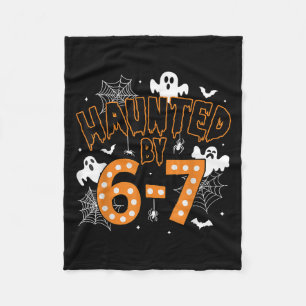 67 Meme Halloween Haunted- Funny Ghost And Pumpkin Fleece Blanket