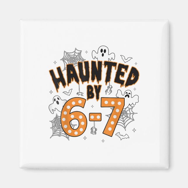 67 Meme Halloween Haunted- Funny Ghost And Pumpkin Magnet (Front)