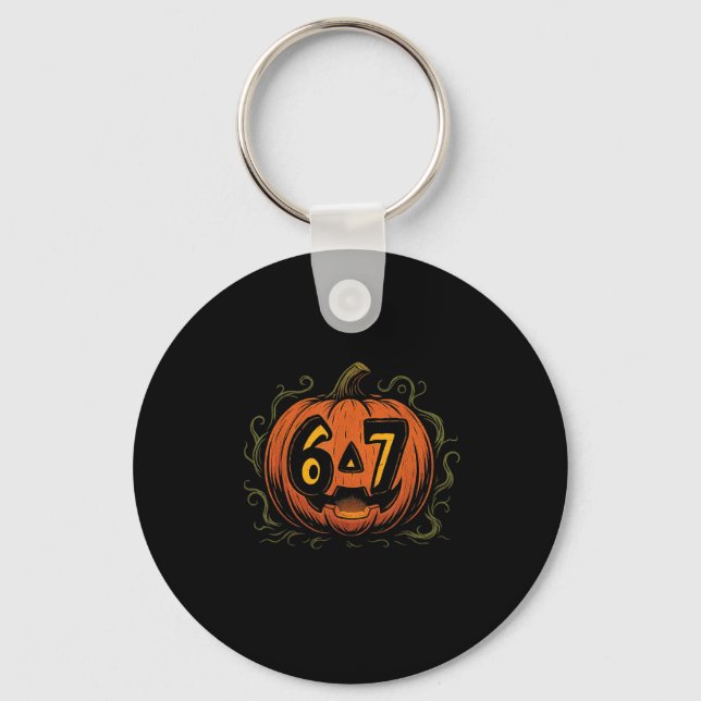 67 Meme Halloween Pumpkin - Six Seven Gen Alpha Z  Keychain (Front)