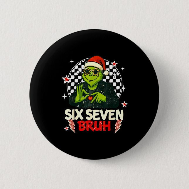 67 Meme Humor 6-7 Funny Six Seven Christmas  2 Inch Round Button (Front)
