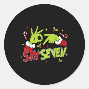 67 Meme Humor 6-7 Funny Six Seven Christmas  Classic Round Sticker
