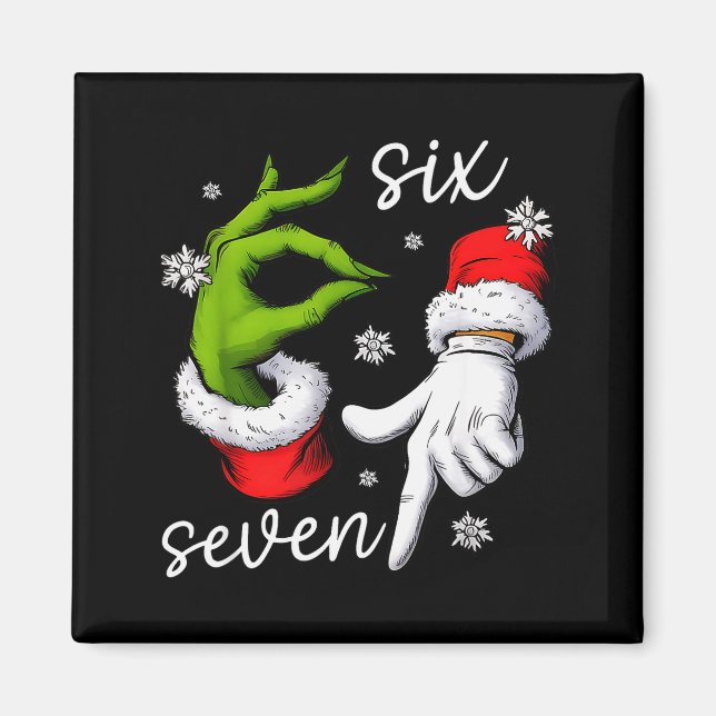 67 Meme Humor Funny Santa Says Six Seven Christmas Magnet (Front)