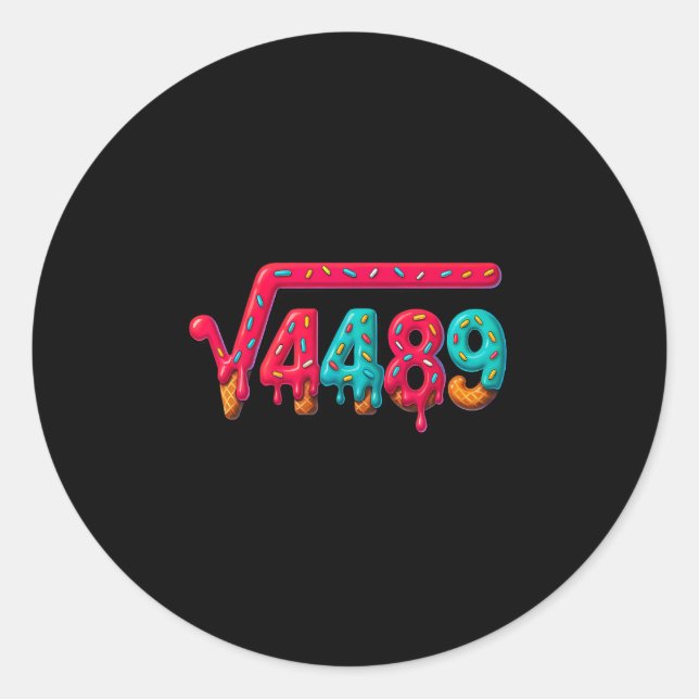 67 Meme Ice Cream Drip Square Root 4489 Gen Alpha  Classic Round Sticker (Front)