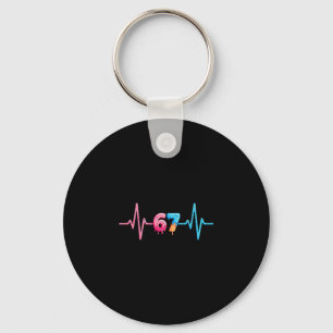 67 Meme Ice Cream Heartbeat Funny Six Seven Gen Al Keychain