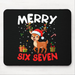 67 Meme Merry Six Seven Reindeer Funny Christmas W Mouse Pad