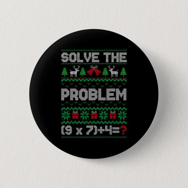 67 Meme Pemdas Math Joke Teacher Ugly Christmas Sw 2 Inch Round Button (Front)