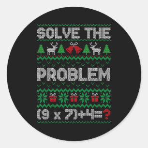 67 Meme Pemdas Math Joke Teacher Ugly Christmas Sw Classic Round Sticker