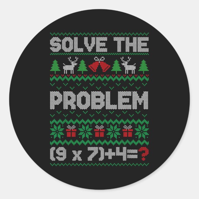 67 Meme Pemdas Math Joke Teacher Ugly Christmas Sw Classic Round Sticker (Front)