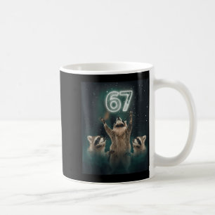 67 Meme Raccoon Howling At The Moon 6 7 Funny Weir Coffee Mug