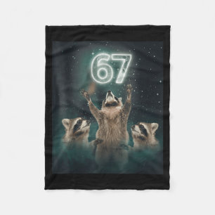 67 Meme Raccoon Howling At The Moon 6 7 Funny Weir Fleece Blanket