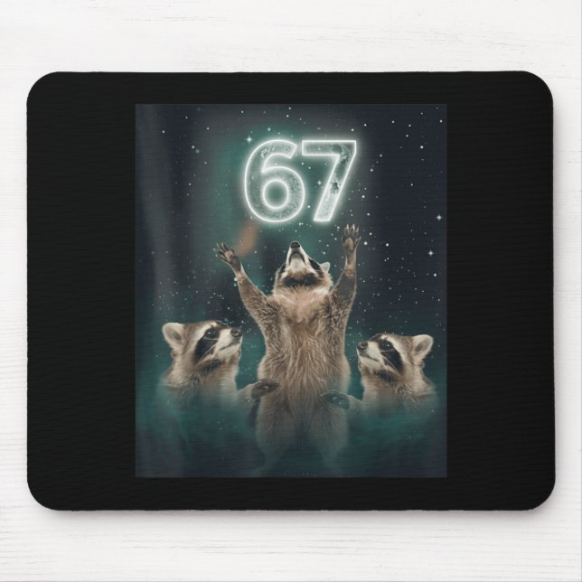 67 Meme Raccoon Howling At The Moon 6 7 Funny Weir Mouse Pad (Front)