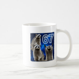67 Meme Raccoon Howling At The Moon Parody Six Sev Coffee Mug