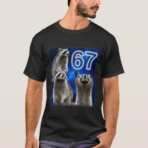 67 Meme Raccoon Howling At The Moon Parody Six Sev T-Shirt